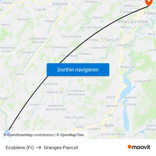 Ecublens (Fr) to Granges-Paccot map