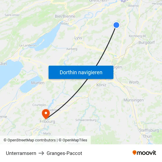 Unterramsern to Granges-Paccot map