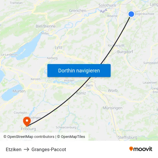Etziken to Granges-Paccot map