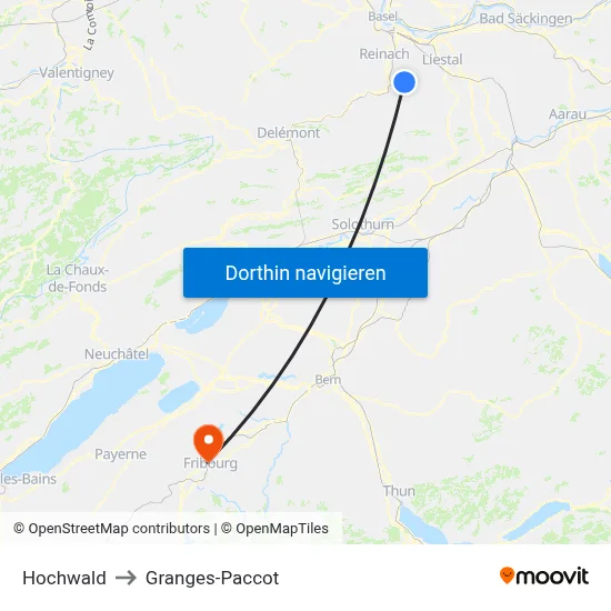 Hochwald to Granges-Paccot map