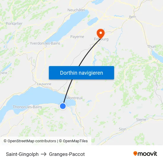 Saint-Gingolph to Granges-Paccot map
