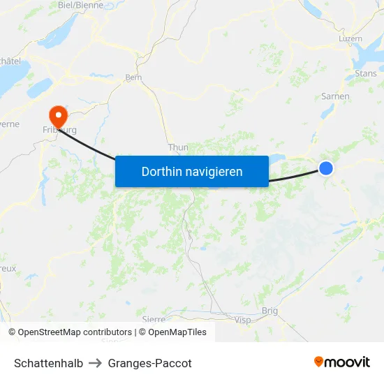 Schattenhalb to Granges-Paccot map