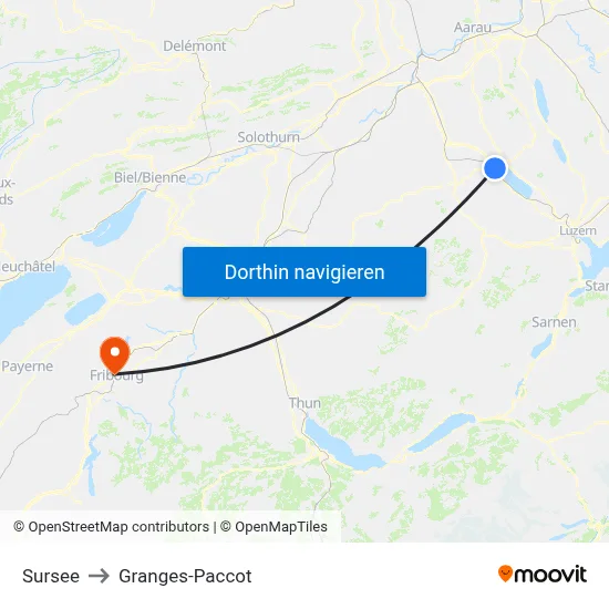 Sursee to Granges-Paccot map