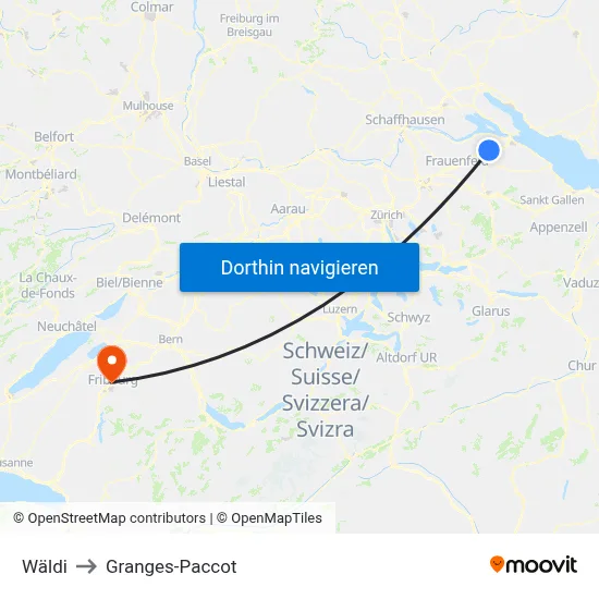 Wäldi to Granges-Paccot map