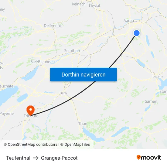 Teufenthal to Granges-Paccot map