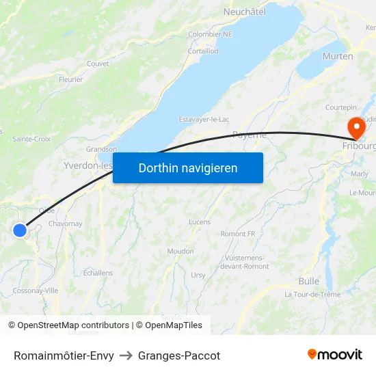 Romainmôtier-Envy to Granges-Paccot map