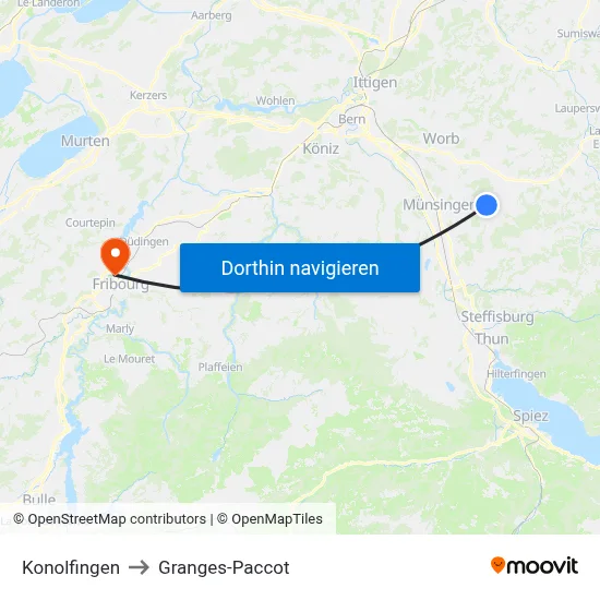 Konolfingen to Granges-Paccot map