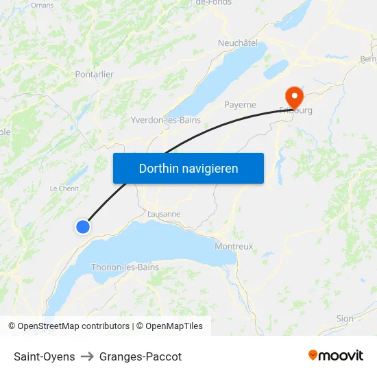 Saint-Oyens to Granges-Paccot map