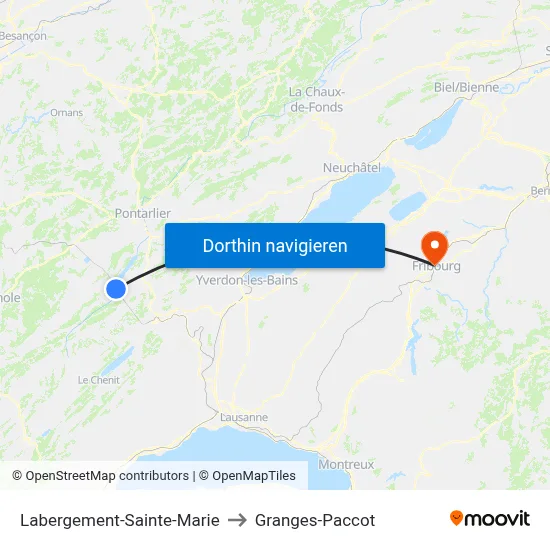 Labergement-Sainte-Marie to Granges-Paccot map
