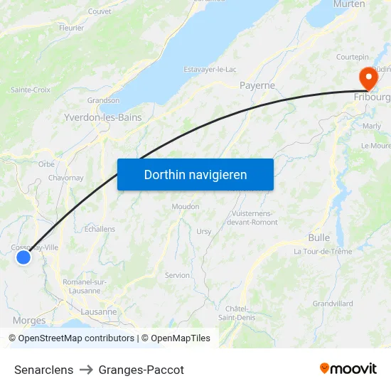 Senarclens to Granges-Paccot map