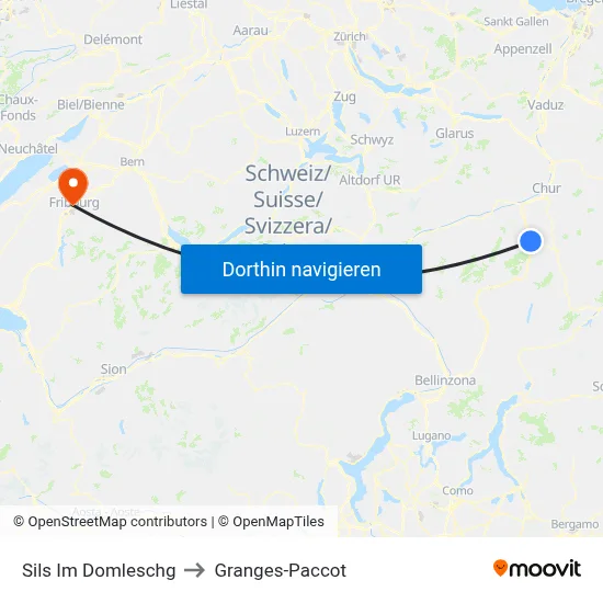 Sils Im Domleschg to Granges-Paccot map