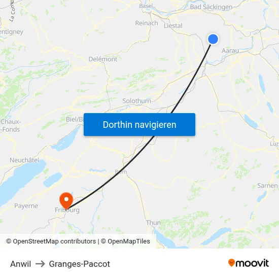 Anwil to Granges-Paccot map