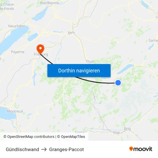 Gündlischwand to Granges-Paccot map