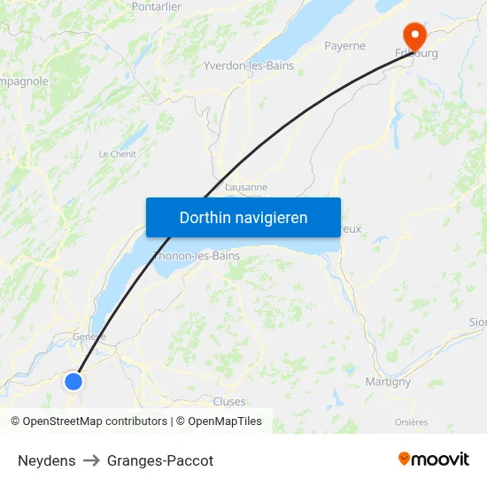 Neydens to Granges-Paccot map