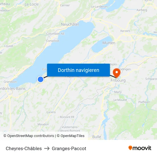 Cheyres-Châbles to Granges-Paccot map