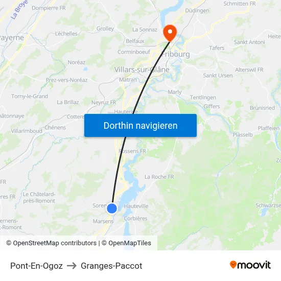 Pont-En-Ogoz to Granges-Paccot map