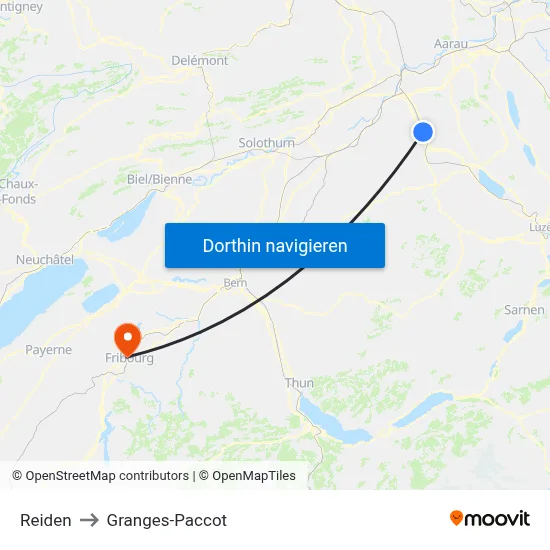 Reiden to Granges-Paccot map