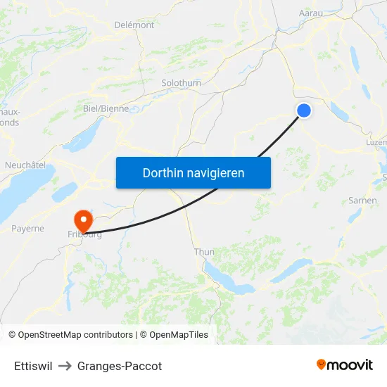 Ettiswil to Granges-Paccot map