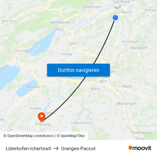 Lüterkofen-Ichertswil to Granges-Paccot map