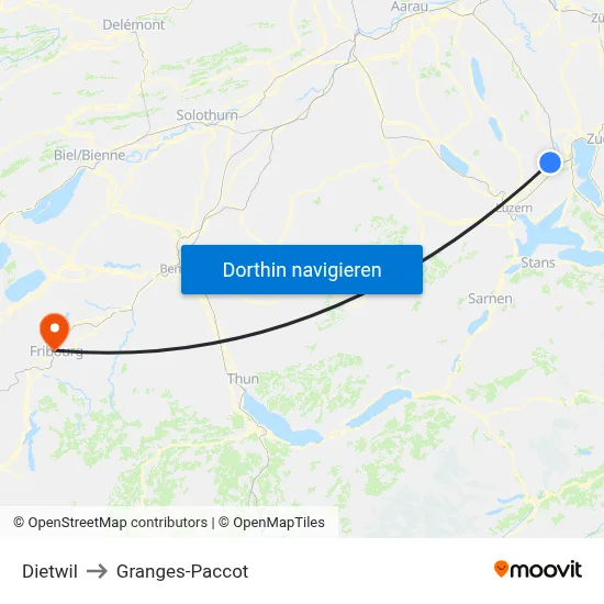 Dietwil to Granges-Paccot map