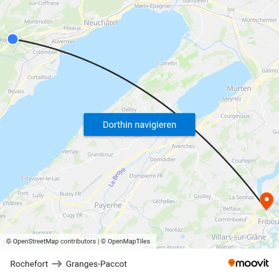 Rochefort to Granges-Paccot map