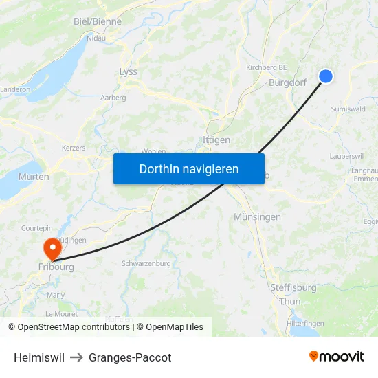 Heimiswil to Granges-Paccot map