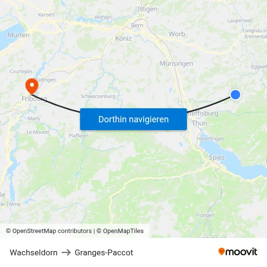 Wachseldorn to Granges-Paccot map