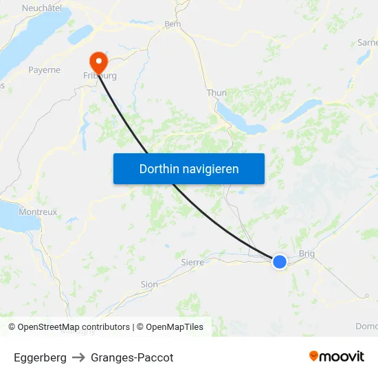 Eggerberg to Granges-Paccot map