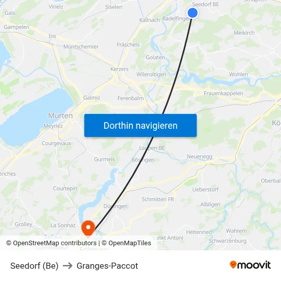 Seedorf (Be) to Granges-Paccot map