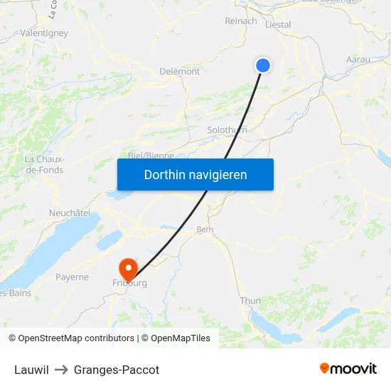 Lauwil to Granges-Paccot map