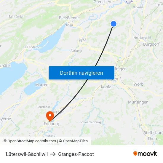 Lüterswil-Gächliwil to Granges-Paccot map