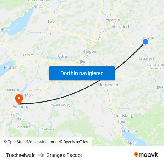 Trachselwald to Granges-Paccot map