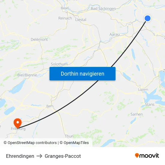 Ehrendingen to Granges-Paccot map