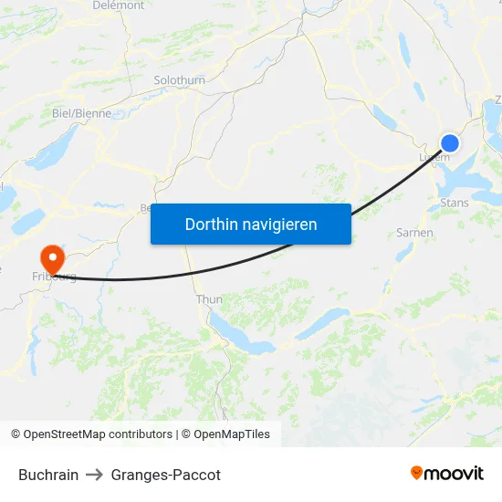 Buchrain to Granges-Paccot map