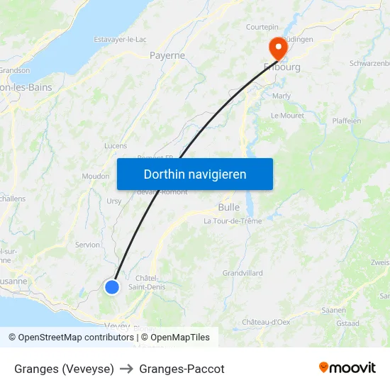 Granges (Veveyse) to Granges-Paccot map