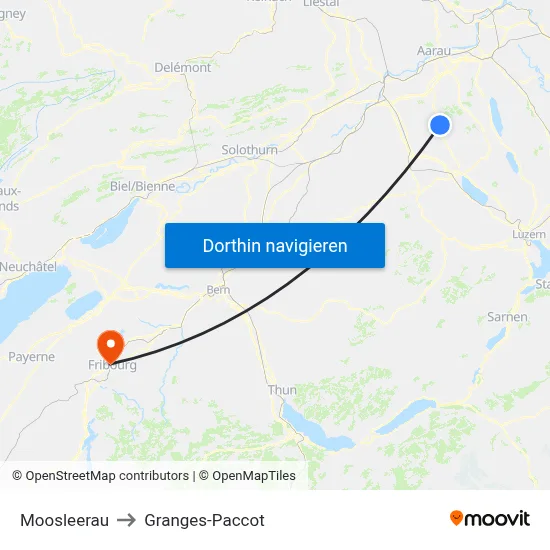 Moosleerau to Granges-Paccot map
