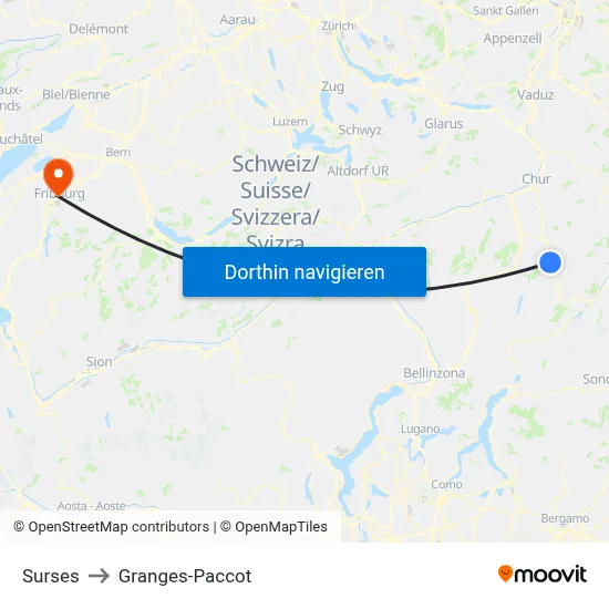 Surses to Granges-Paccot map