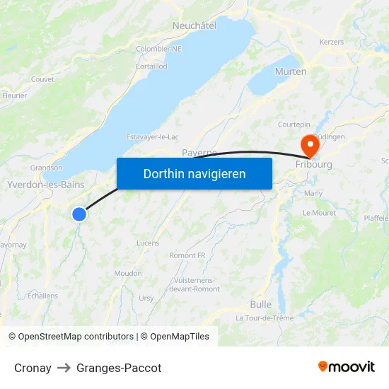 Cronay to Granges-Paccot map