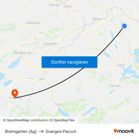 Bremgarten (Ag) to Granges-Paccot map
