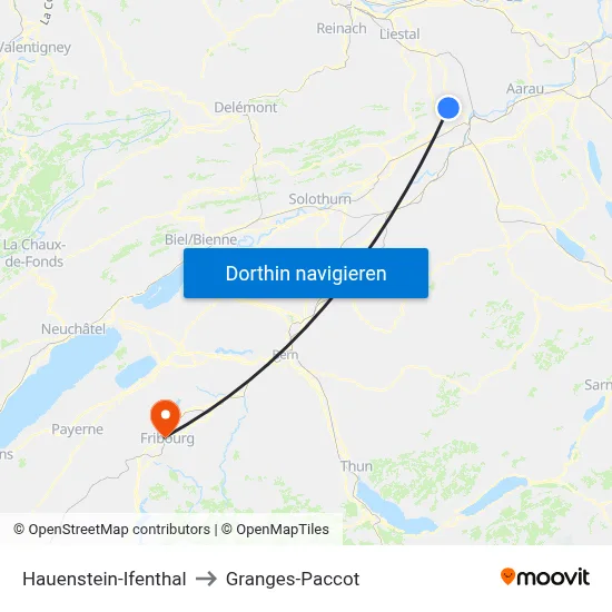 Hauenstein-Ifenthal to Granges-Paccot map