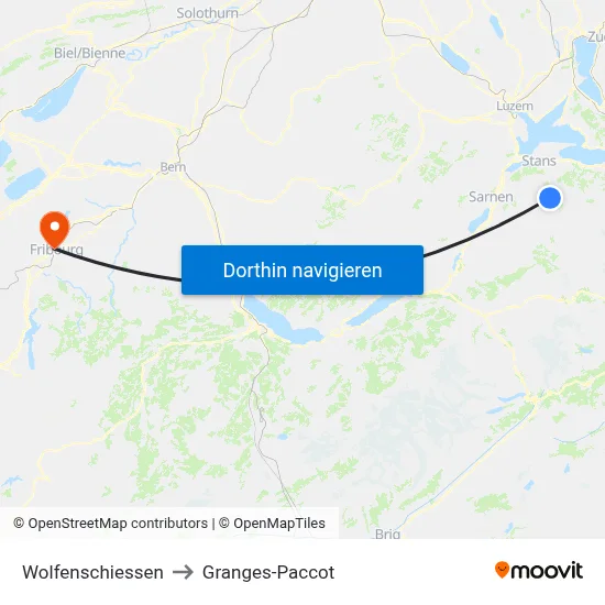 Wolfenschiessen to Granges-Paccot map