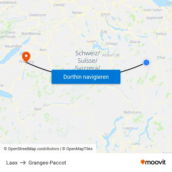 Laax to Granges-Paccot map