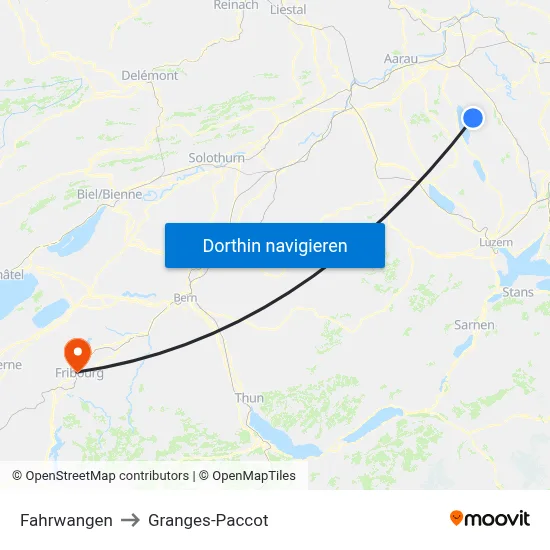 Fahrwangen to Granges-Paccot map