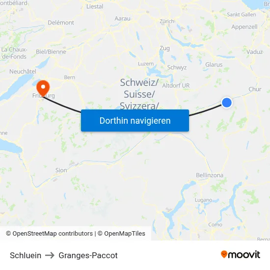Schluein to Granges-Paccot map