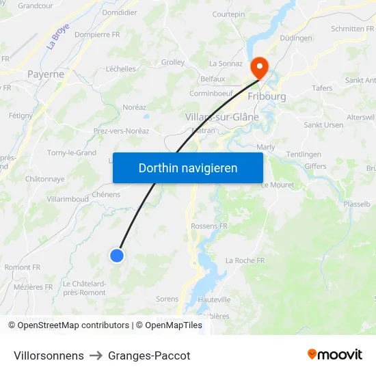 Villorsonnens to Granges-Paccot map