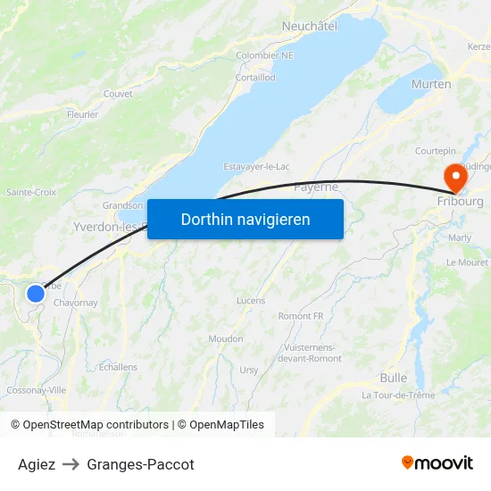 Agiez to Granges-Paccot map