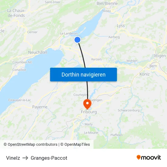 Vinelz to Granges-Paccot map