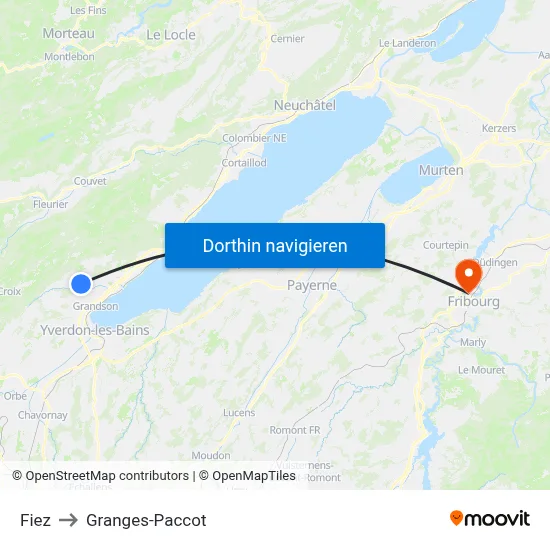 Fiez to Granges-Paccot map