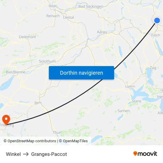 Winkel to Granges-Paccot map