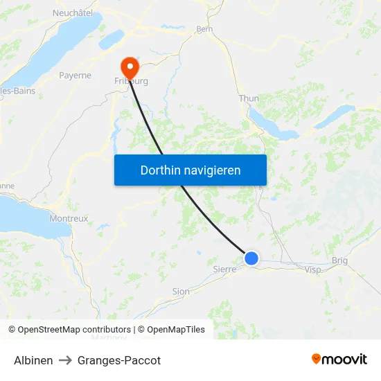Albinen to Granges-Paccot map